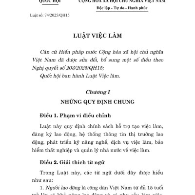 Luật việc làm năm 2025 - bản in 2025