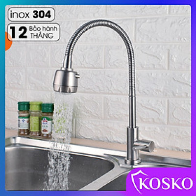 Vòi nước rửa chén bát Inox 304 Cắm chậu Cần mềm - Bát sen 1 Đường Nước (bảo hành 12 tháng)