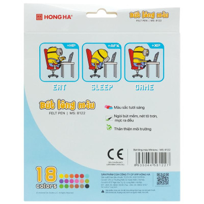 Hộp 18 Bút Lông Màu Minions - Hồng Hà 8122