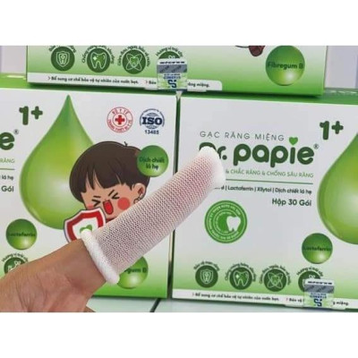 Hộp 30 Gạc Dr Papie 1+ cho bé trên 1 tuổi làm sạch nướu chống sâu răng - hàng chính hãng
