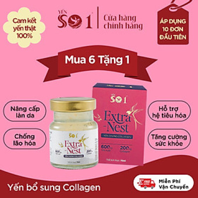 [6 Lọ Yến 70ml] Yến Số 1 Chưng Sẵn Collagen,Yến Thật, 600mg Yến Tươi, 200mg Collagen