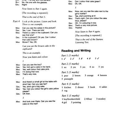 Cambridge English Starters 1 for Revised Exam from 2018 Ans Booklet