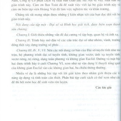 Toán Học Cao Cấp, Tập 1: Đại Số Và Hình Học Giải Tích (Tái bản lần thứ tư, năm 2024)- GS.TS. Nguyễn Đình Trí (Chủ biên),  PGS. TS. Trần Việt Dũng, PGS. TS. Trần Xuân Hiển, PGS. TS. Nguyễn Xuân Hào