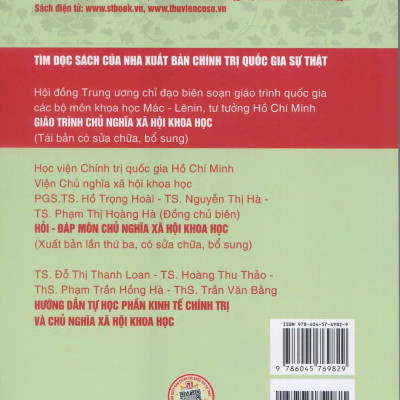 Hướng dẫn ôn tập môn Chủ nghĩa xã hội khoa học ( Biên soạn theo chương trình của Bộ Giáo dục và Đào tạo) (Bản in năm 2021)