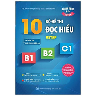 Sách - 10 Bộ Đề Thi Đọc Hiểu VSTEP B1, B2, C1 (Có Đáp Án)