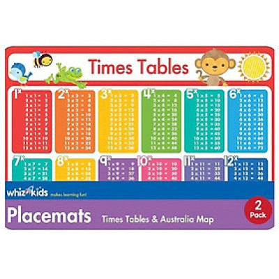 Whiz Kids Placemat Pack: Times Table & Australia Map
