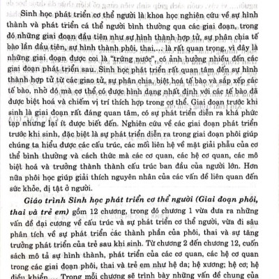 Giáo Trình Sinh Học Phát Triển Cơ Thể Người ( Giai đoạn phôi, thai và trẻ em)