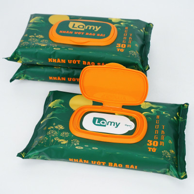 Khăn ướt bao sái lau bàn thờ Lamy 30 khăn/gói Hương Trầm cao cấp