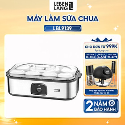 Máy làm sữa chua Lebenlang LBL9139, công suất 20W, dung tích 180ml, gồm 8 lọ thủy tinh, bảo hành 2 năm - hàng chính hãng