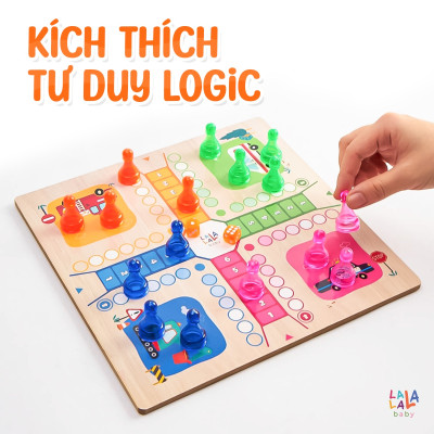 Đồ Chơi Gỗ Boardgame 2in1 Cờ Caro kèm Cờ Cá Ngựa – Lalala Baby