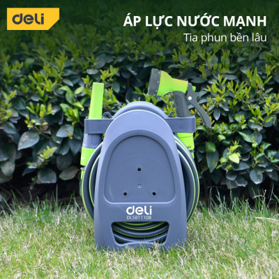 Bộ vòi nước tưới cây, rửa xe đa năng Deli dây dài 10m - Tặng kèm bộ phụ kiện đầu nối đa năng
