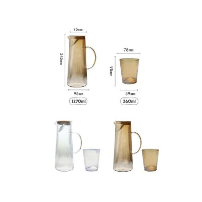 BỘ BÌNH ĐỰNG NƯỚC UỐNG THỦY TINH KÈM 6 CỐC MÀU VÀNG GOLD VÂN TĂM SANG TRỌNG