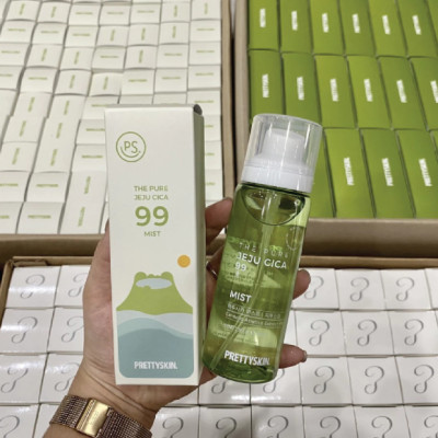 Xịt khoáng rau má Pretty Skin The Pure Jeju Cica 99 Mist làm dịu cấp ẩm cho da - Giữ lớp make up lâu trôi Hàn Quốc 100ml