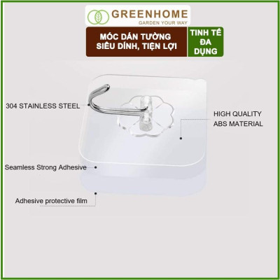 Móc dán tường, treo tường D6xR6cm chịu lực tốt, treo vật trang trí phòng khách, đồ dùng nhà bếp,phòng tắm