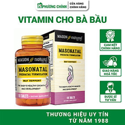 Vitamin Tổng Hợp Cho Bà Bầu Mason Natural Masonatal Prenatal Formulation 100 Viên/Hộp