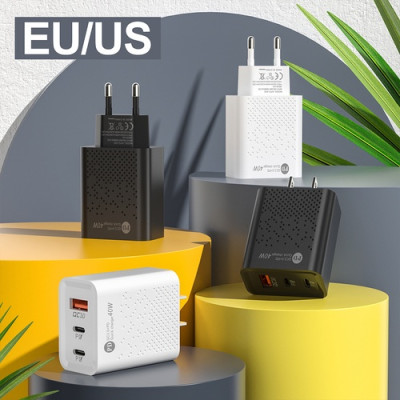 Cốc Củ đầu Sạc Nhanh 3 Cổng USB 40W 65W Type C 3.0 Cho Điện Thoại smartphone [ Miếng Lót chuột ]