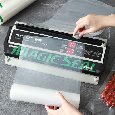 Máy hút chân không thực phẩm Magic Seal MS400 không kén túi, hút khô và hút nước, mối hàn dính lớn 8mm kín kẽ, hút mạnh mẽ, tự động và bán tự động, hàng chính hãng