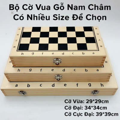 Cờ Vua Nam Châm  Bằng Gỗ Cao Cấp Chọn Size - Bộ Cờ Vua Cao Cấp Gỗ Tự Nhiên Có Gắn Nam Châm Chính Hãng miDoctor