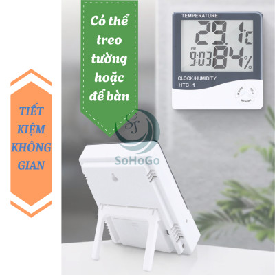 Nhiệt Ẩm Kế Điện Tử Đa Năng -Đồng Hồ Đo Nhiệt Độ & Độ Ẩm Kỹ Thuật Số -Máy Đo Nhiệt Độ – Độ Ẩm Trong Nhà -Đồng Hồ Điện Tử Đo Nhiệt Ẩm & Hiển Thị Thời Gian -Nhiệt Ẩm Kế Mini Treo Tường/Để Bàn