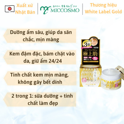 [DƯỠNG TRẮNG TOÀN DIỆN] Combo Bộ Sản Phẩm Dưỡng Da Cao Cấp Nhau Thai Nhật Bản MICCOSMO White Label Gold (Nước Hoa Hồng, Gel Tẩy Trang, Kem Dưỡng, Kem Mắt - CB09)