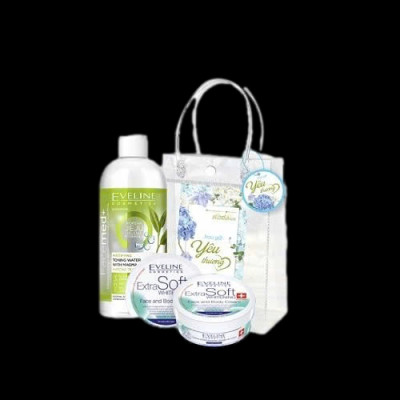 [Tặng nước hoa cao cấp 10ml] Bộ quà nước hoa hồng Eveline, Kem dưỡng trắng da Extra soft Eveline 200-400ml
