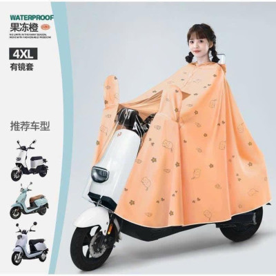 Áo mưa 1 ngườ cánh dơi, Linh Chi Bedding nửa trước trong suốt họa tiết dễ thương có kính che mặt