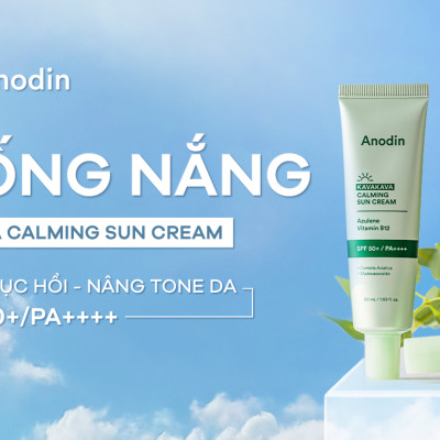 Kem chống nắng rau má kiềm dầu nâng tông cho da dầu, nhạy cảm Anodin Kava Kava Calming Suncream 50ml