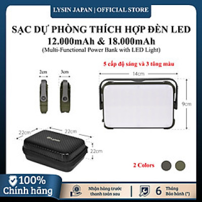 Lysin - đèn led chiếu sáng cầm tay sạc dự phòng 12000mah,cắm trại du lịch,dã ngoại, camping,picnic ngoài trời tiện lợi đa năng chống thấm nước,chống bụi bẩn.