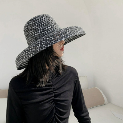 Mũ nữ rộng vành kiểu Pháp đai đen Nón đi biển chống nắng UV thoáng mát dona22060101