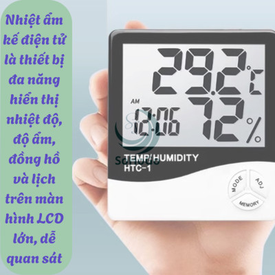 Nhiệt Ẩm Kế Điện Tử Đa Năng -Đồng Hồ Đo Nhiệt Độ & Độ Ẩm Kỹ Thuật Số -Máy Đo Nhiệt Độ – Độ Ẩm Trong Nhà -Đồng Hồ Điện Tử Đo Nhiệt Ẩm & Hiển Thị Thời Gian -Nhiệt Ẩm Kế Mini Treo Tường/Để Bàn