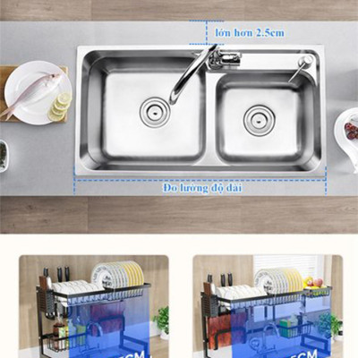 kệ úp bát KN 11, kệ úp chén đa năng, kệ để trên bồn rửa, phiên bản dài 85cm Chất liệu sắt