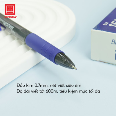 Hộp 12 Bút Semi Gel 0.7mm nét viết êm trơn, nét mực liên tục, Hồng Hà (2600)
