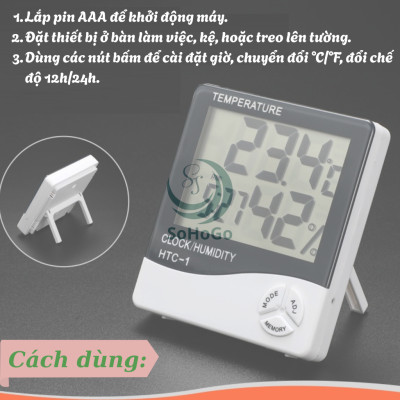 Nhiệt Ẩm Kế Điện Tử Đa Năng -Đồng Hồ Đo Nhiệt Độ & Độ Ẩm Kỹ Thuật Số -Máy Đo Nhiệt Độ – Độ Ẩm Trong Nhà -Đồng Hồ Điện Tử Đo Nhiệt Ẩm & Hiển Thị Thời Gian -Nhiệt Ẩm Kế Mini Treo Tường/Để Bàn
