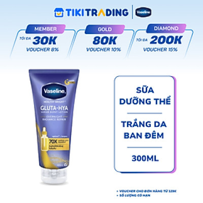 Sữa Dưỡng Thể Vaseline Gluta-Hya Trắng Da Ban Đêm Tuýp 300ml