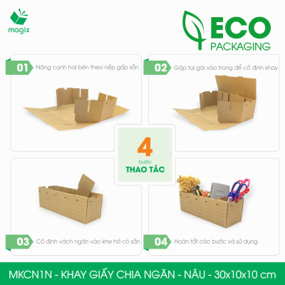 MKCN1N - 30x10x10 cm - 10 khay giấy carton chia ngăn - Khay đựng đồ linh kiện, văn phòng phẩm