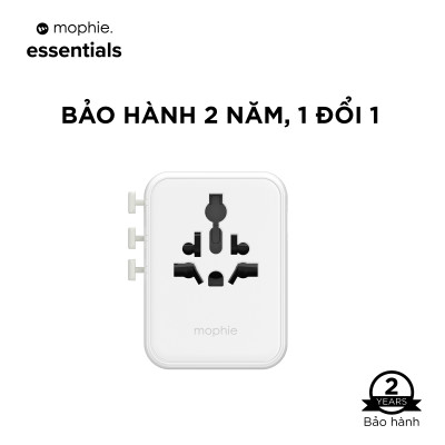 Sạc du lịch chuyển đổi chân cắm mophie Essentials PD 70W, 35W 3C2A GaN - Hàng chính hãng
