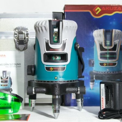 Máy cân bằng tia laser AKUZA AK-333 - Máy bắn cốt, cân mực, đánh thăng bằng laser 5 tia xanh - Hàng nhập khẩu, tặng kèm chân máy