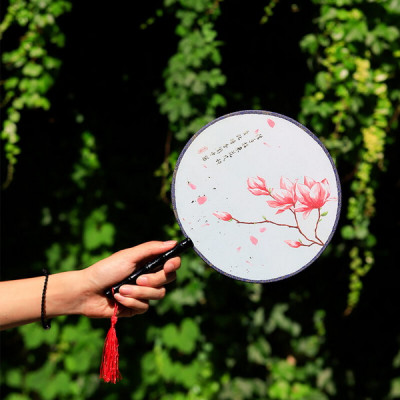 Quạt tròn cổ trang loại nhỏ, Quạt cổ trang Trung Hoa - Mẫu 9