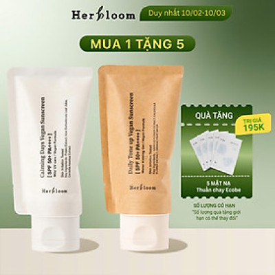 Kem Chống Nắng Herbloom Thuần Chay Daily Toneup/ Calming Days Vegan Sunscreen SPF 50+ / PA ++++ 50ML