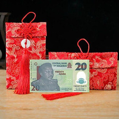 Túi gấm màu xanh loại 20 Nigeria poly sưu tầm, làm quà tặng