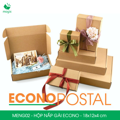 MENG02 - 18x12x4 cm - 60 Hộp carton nắp gài đóng hàng giá rẻ, hộp gói hàng, hộp quà thời trang