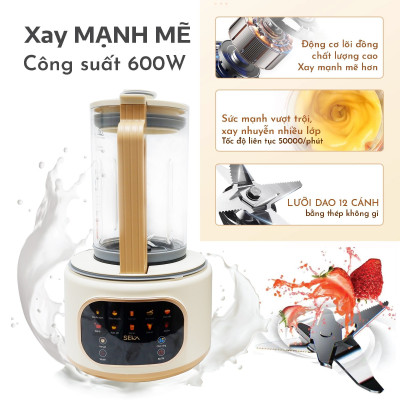 Máy làm sữa hạt SEKA E500 10 chức năng, chống ồn, tốc độ xay mạnh, dung tích 1.5L, lưỡi dao 12 cánh siêu bền hàng nhập khẩu