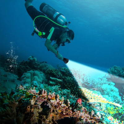 Đèn pin chiếu sáng mạnh cho thợ lặn TERINO T170 (dùng dưới nước, trên mặt đất, tầm chiếu xa 200m) - Hàng chính hãng