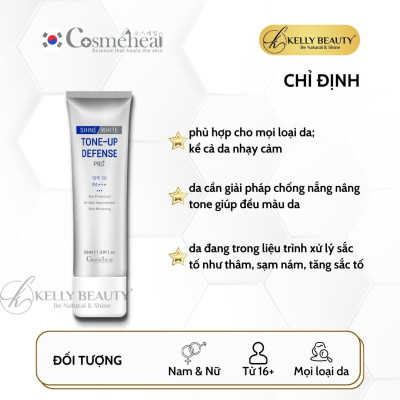 Cosmeheal ToneUp Defense Pro+ SPF 50, PA+++ - Kem Chống Nắng Nâng Tone, Dưỡng Trắng, Bảo Vệ Da | Kelly Beauty