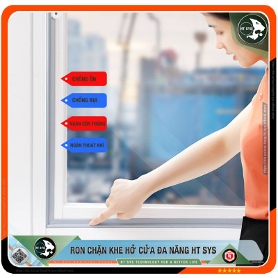Ron Chặn Khe Cửa HT SYS - Chất Liệu PU Và PE Cải Tiến, Dài 2 Mét - Ron Dán Khe Cửa, Chân Cửa, Khung Cửa - Ngăn Gió Lùa, Cách Âm, Chống Bụi, Ngăn Côn Trùng, Chống Thoát Khí Điều Hòa, Chống Va Đập Cửa - Hàng Chính Hãng