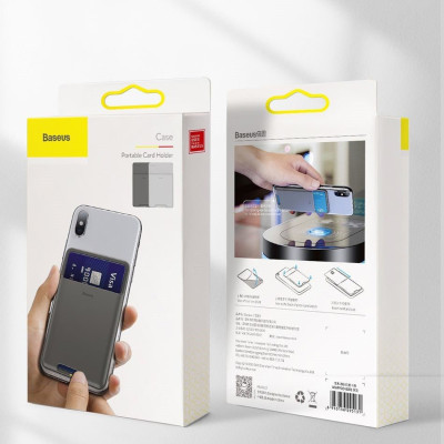 Ốp Lưng Đựng Thẻ Siêu Mỏng Gắn Lưng Điện Thoại Silicon 3M-Chính Hãng Baseus