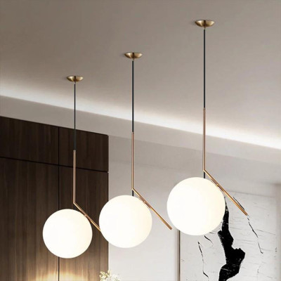 Bộ 3 đèn thả bàn ăn, đèn trang trí cao cấp hiện đại hình cầu trang nhã mạ vàng đẹp mắt MOON SKY - đã bao gồm bóng LED