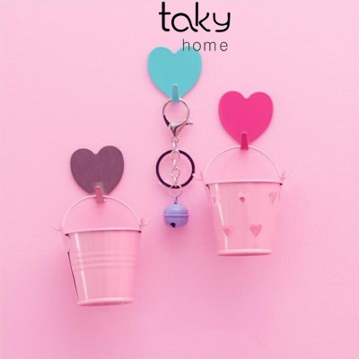 Móc Dính Tường Hình Trái Tim Nhiều Màu, Móc Treo Đồ, Màu Sắc Dễ Thương, Móc Dán Tường Treo Trang Trí Trong Nhà. TakyHome 2117
