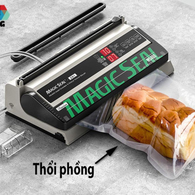 Máy hút chân không thực phẩm Magic Seal MS400 không kén túi, hút khô và hút nước, mối hàn dính lớn 8mm kín kẽ, hút mạnh mẽ, tự động và bán tự động, hàng chính hãng