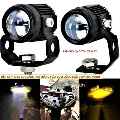 Đèn Trợ Sáng Xe Máy XP60 – Pha Trắng Cốt Vàng, Loại Xịn Chống Nước 100%